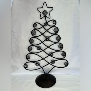 Tabletop Christmas Card Photo Holder Tree Display Black Metal